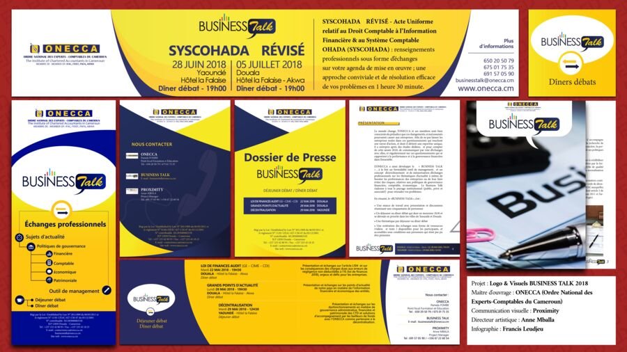 Planche Business Talk 2018 : logo, bannière, dossier de presse, programme des dîners débats.